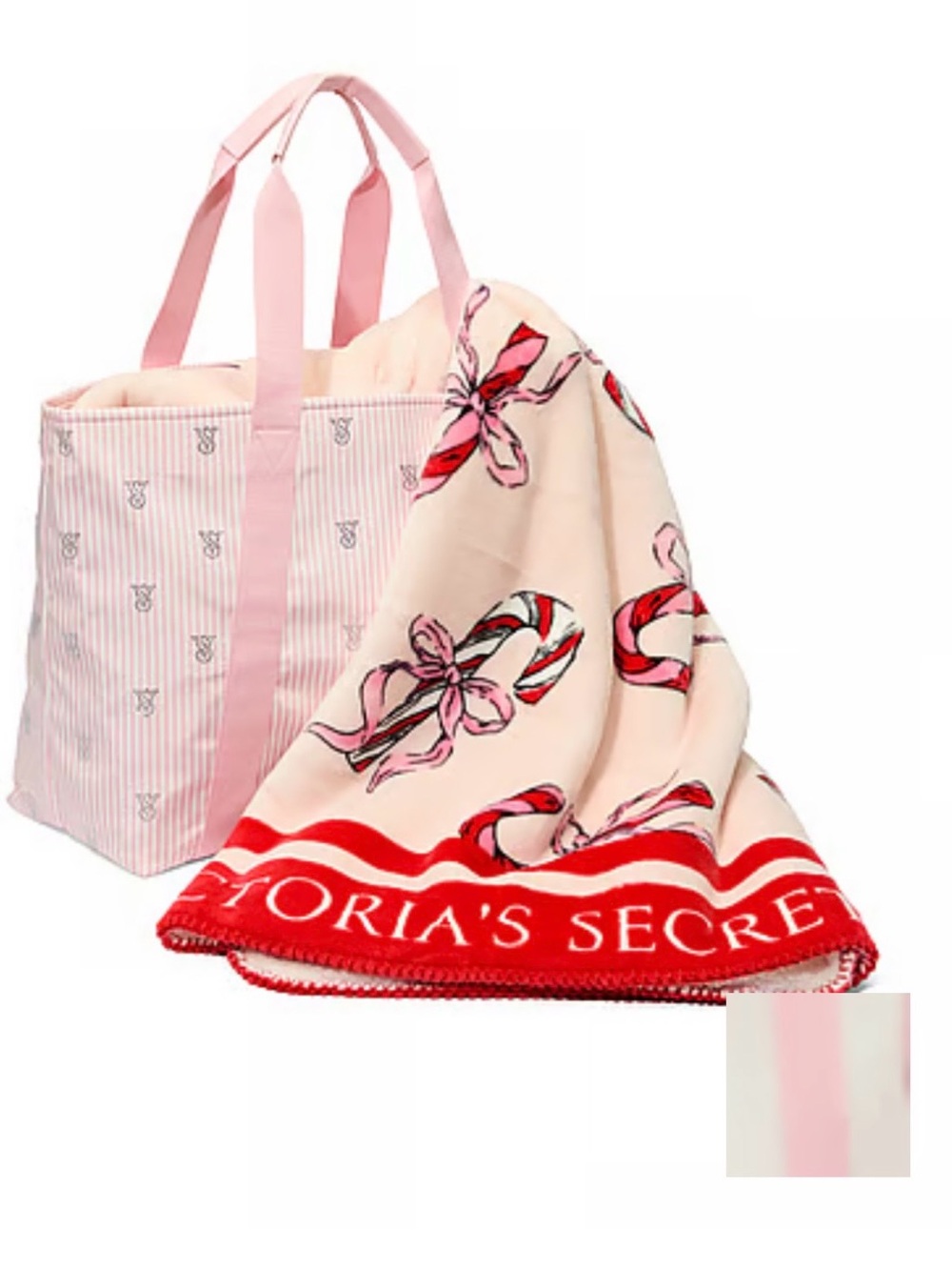Victoria's Secret Shine Tote Bag & Cozy Blanket Duo